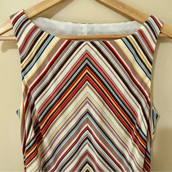 Liz Claiborne| Striking Mod SleevelessLong Maxi Chevron Striped Silky Dress Sz 8 - Picture 6 of 10